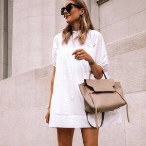 NWT Everlane Everlane The Shirred Mini Yoke Dress in White